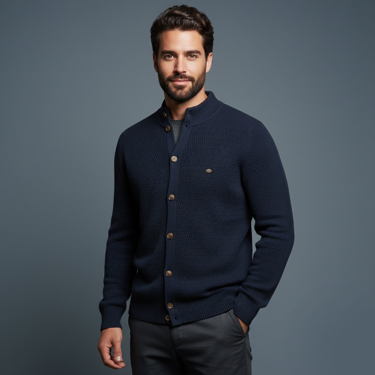 Men's Knitted Cotton Cardigan Button Up Casual