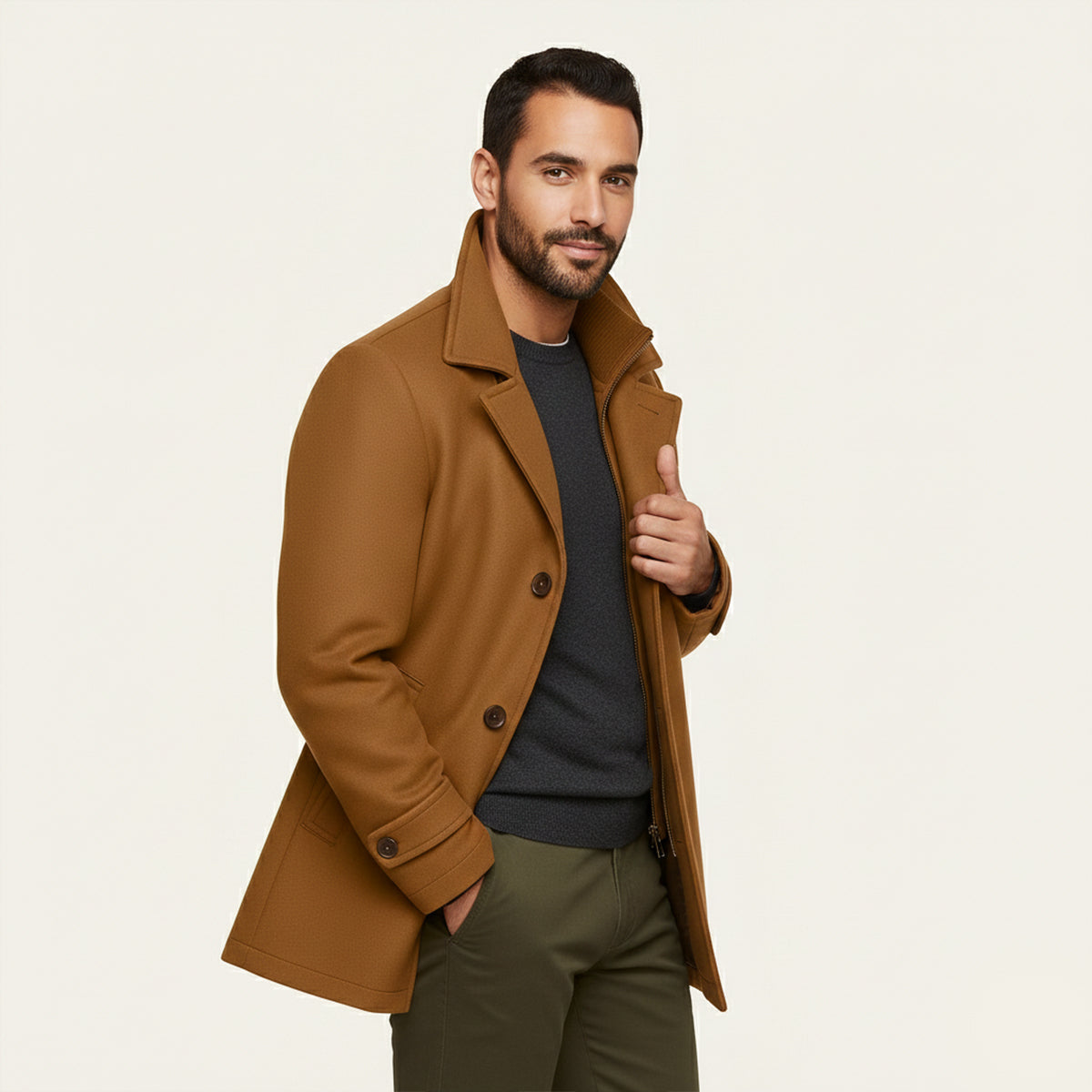 Men's Waterproof Long Jacket Adjustable Cuffs