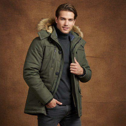 Men's Winter Parka Jacket Fleece Lining Warm