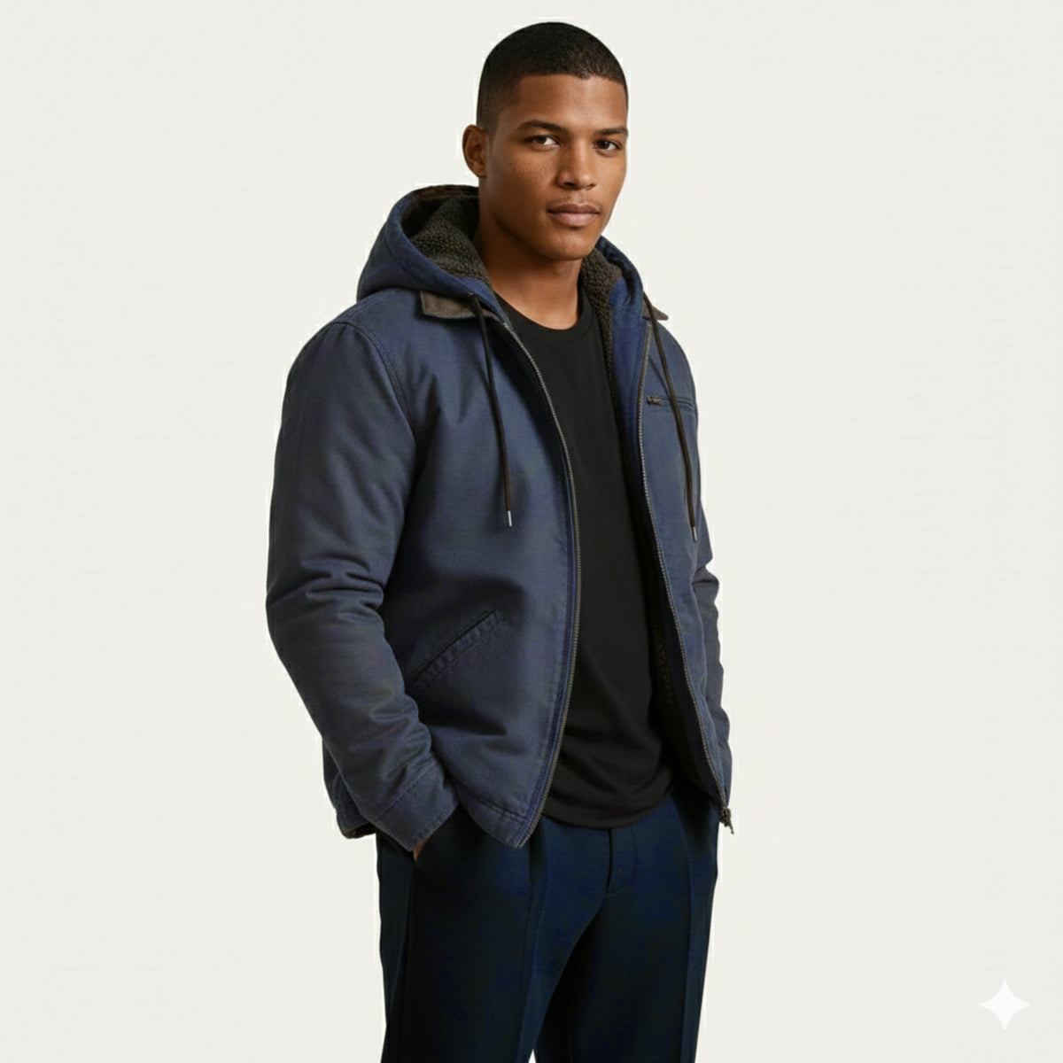 Men's Fleece Lined Hooded Jacket Winter Warm