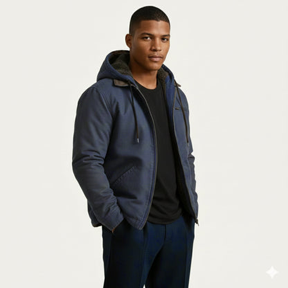 Men's Fleece Lined Hooded Jacket Winter Warm
