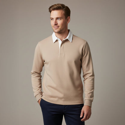 Men's Long Sleeve Polo Classic Knit Shirt