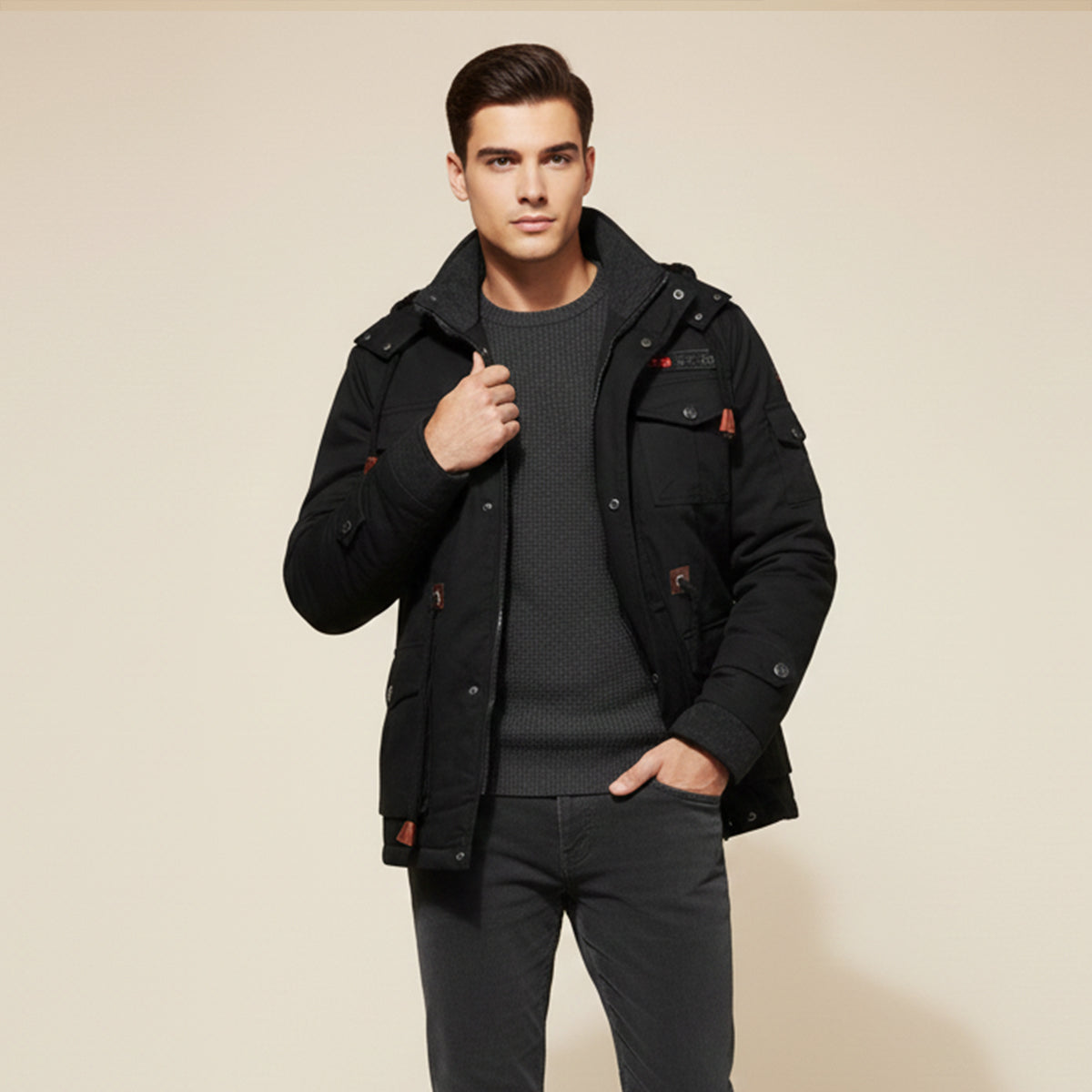 Fenwick Men's Hooded Winter Jacket Thick Plush Lining
