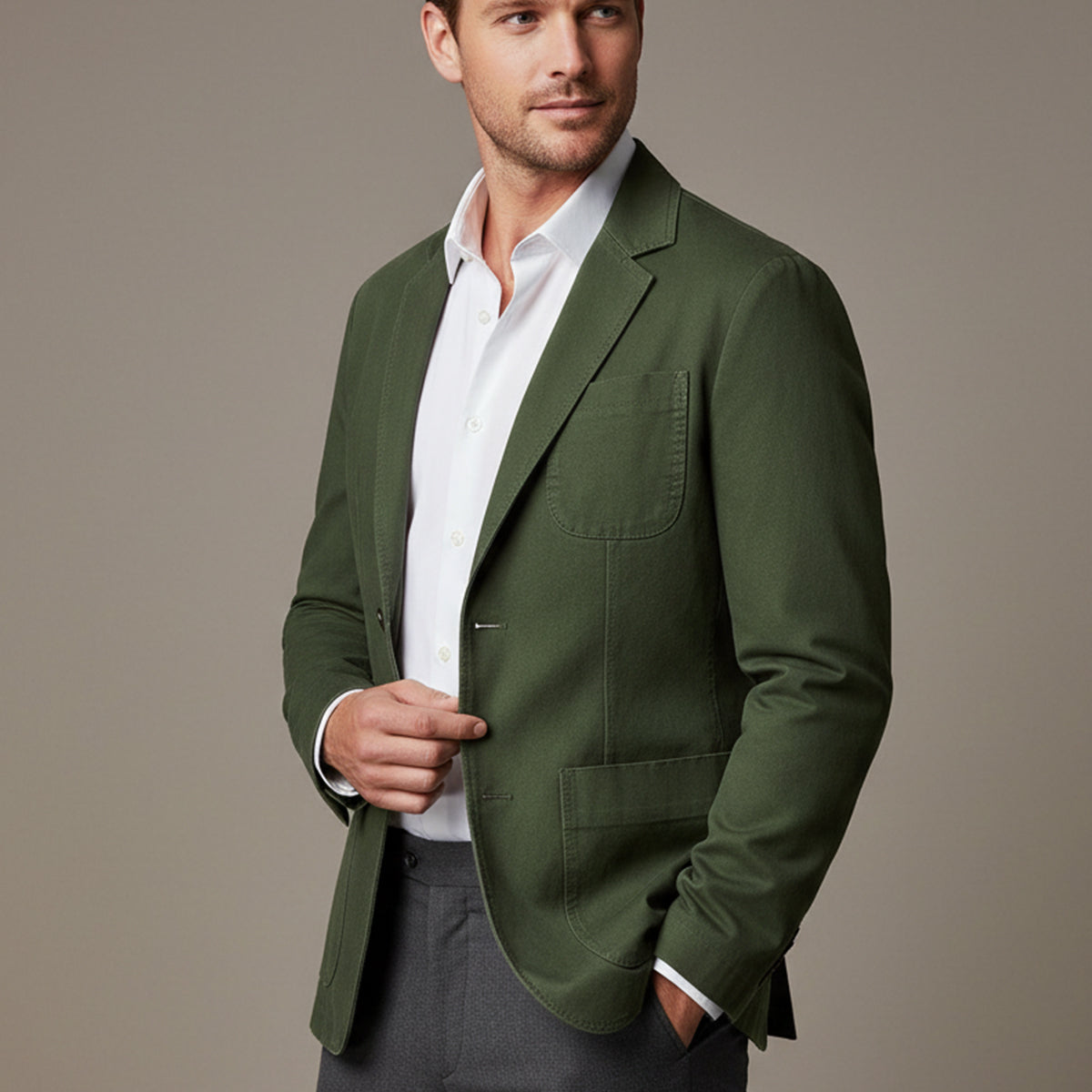Men's Cotton Blazer Windbreaker With Pockets