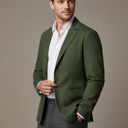 Men's Cotton Blazer Windbreaker With Pockets