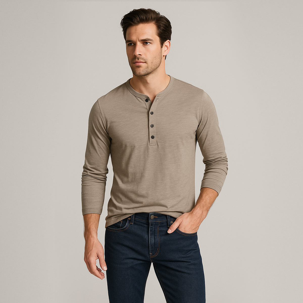 Men's Cotton Long Sleeve Polo Shirt