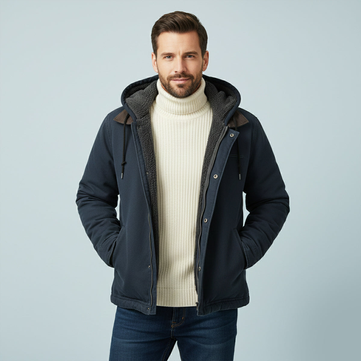 Men's Winter Fleece Lined Hooded Jacket