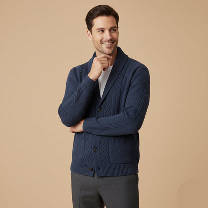Men's Cashmere Cardigan Button Front Grey