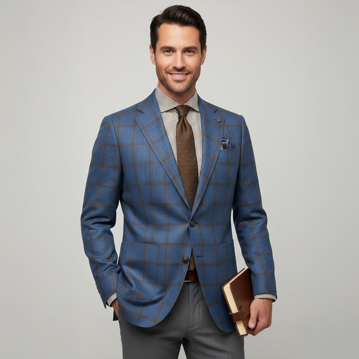 Men's Plaid Blazer Jacket Checked Double Breasted