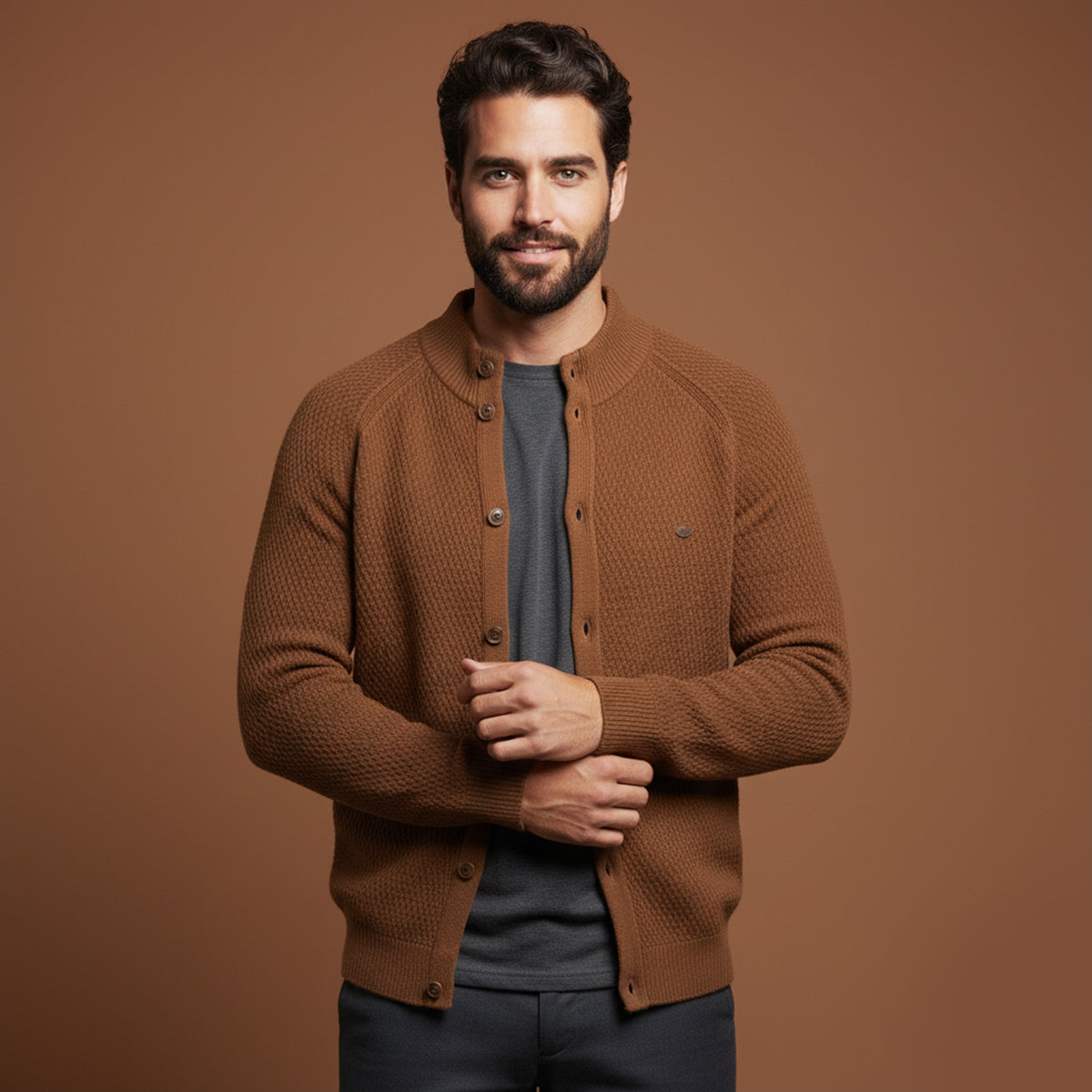 Men's Knitted Cotton Cardigan Button Up Casual