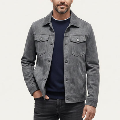 Montclair Men's Suede Cargo Jacket Lightweight Brown