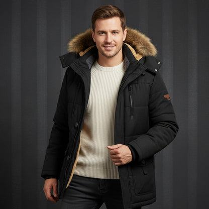 Men's Winter Parka Jacket Fleece Lining Warm