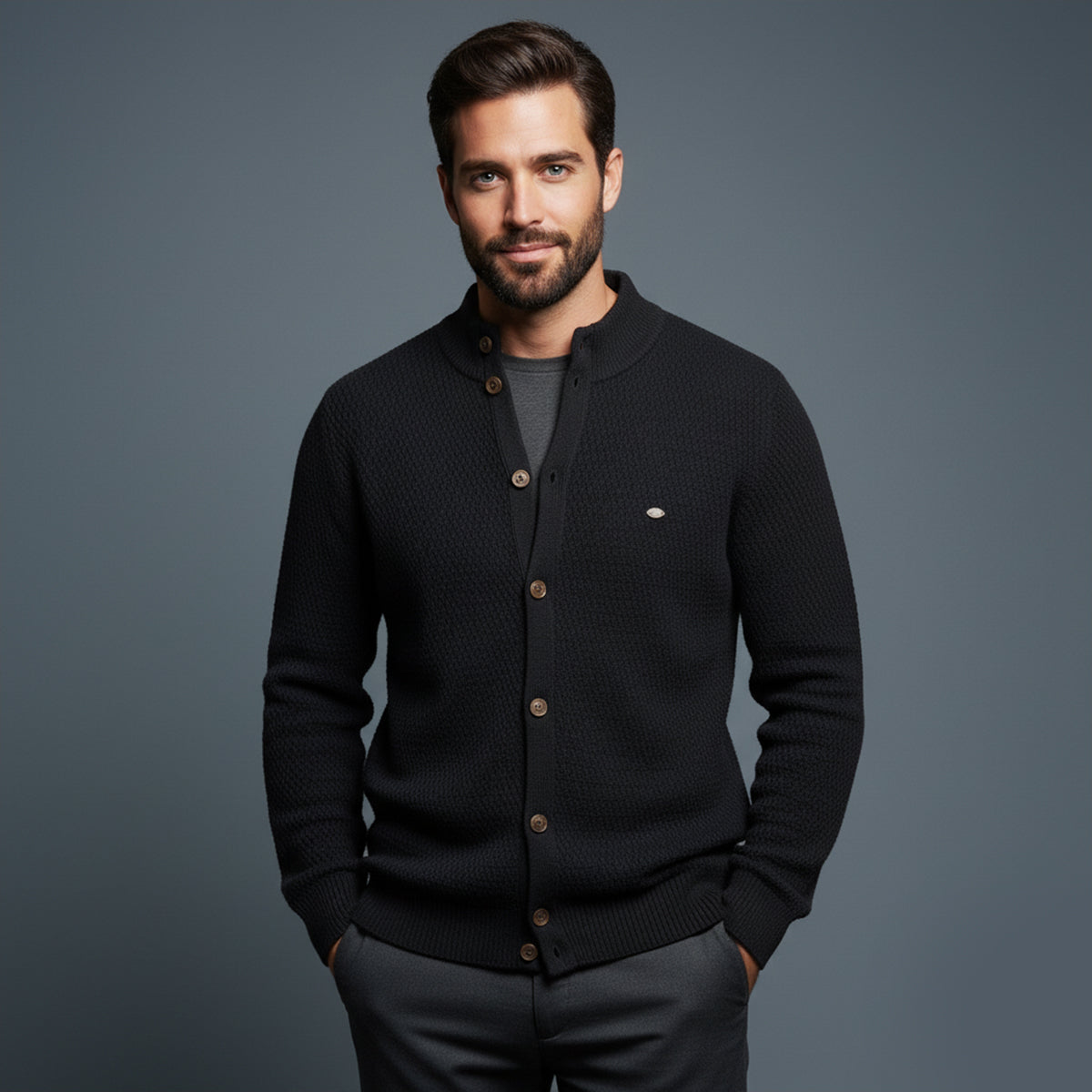Men's Knitted Cotton Cardigan Button Up Casual