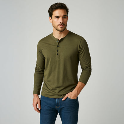 Men's Cotton Long Sleeve Polo Shirt