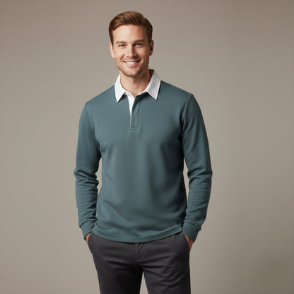 Men's Long Sleeve Polo Classic Knit Shirt