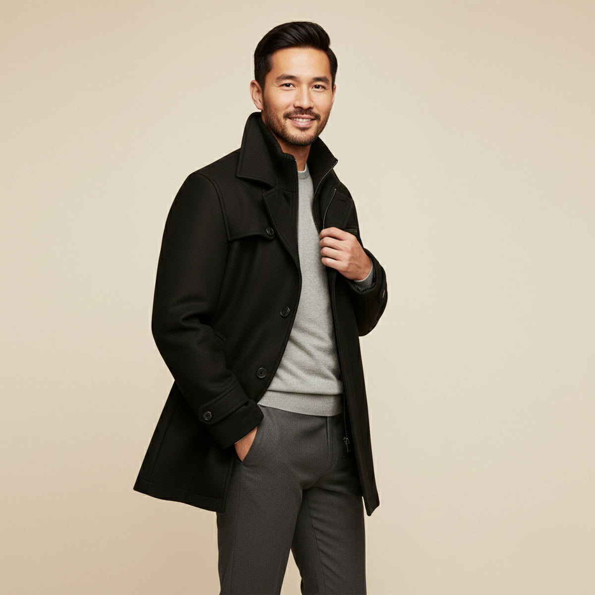 Men's Waterproof Long Jacket Adjustable Cuffs