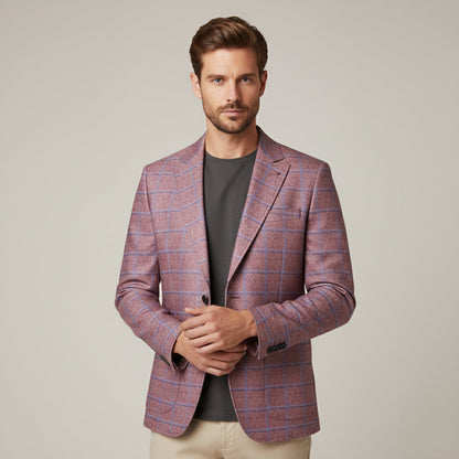Men's Plaid Blazer Jacket Checked Double Breasted