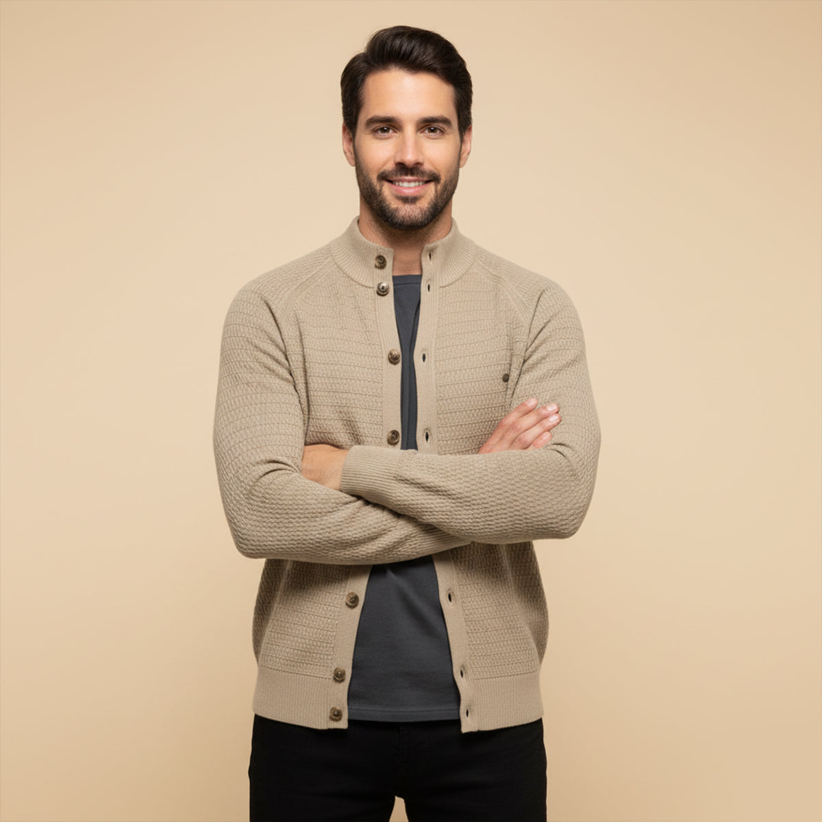 Men's Knitted Cotton Cardigan Button Up Casual