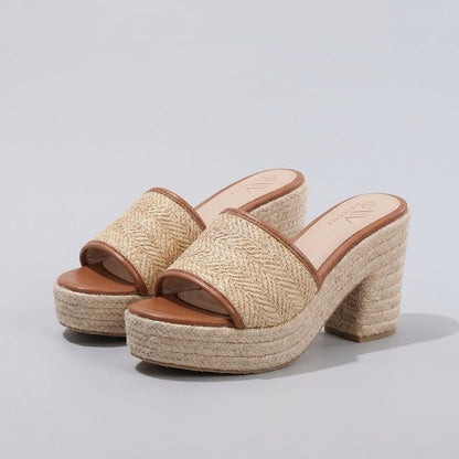 Women's Espadrille Mule Sandal Platform Block Heel