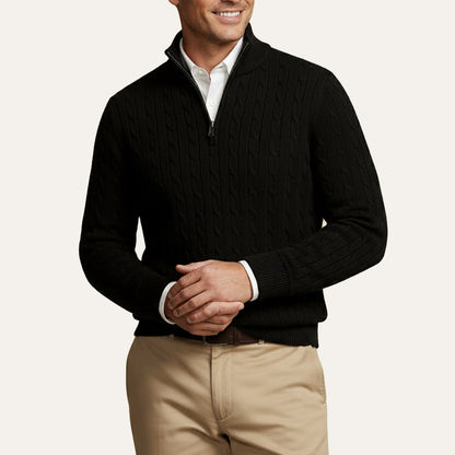 St. Moritz Men's Cable Knit Zip Sweater