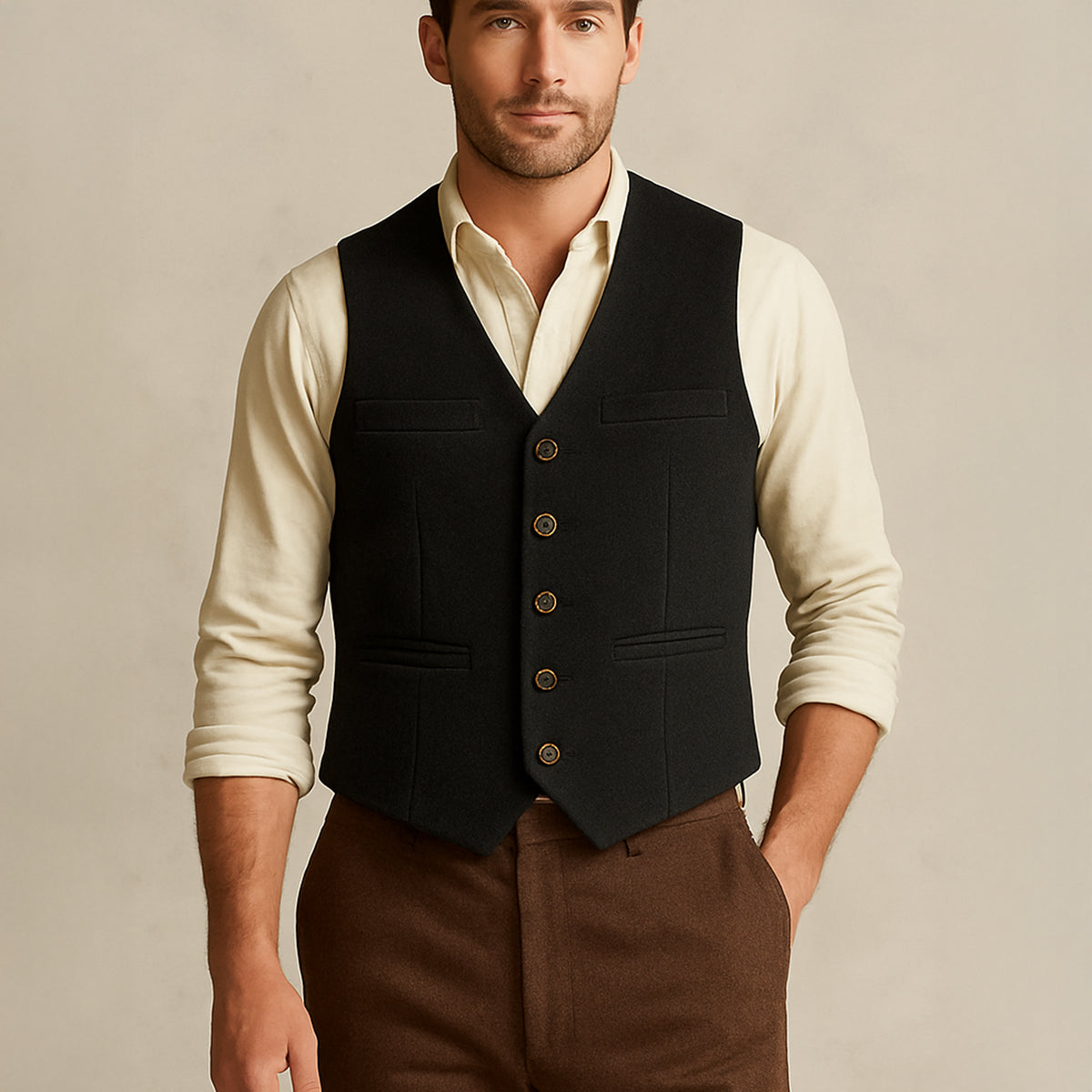 Men's Vintage Button Up Vest