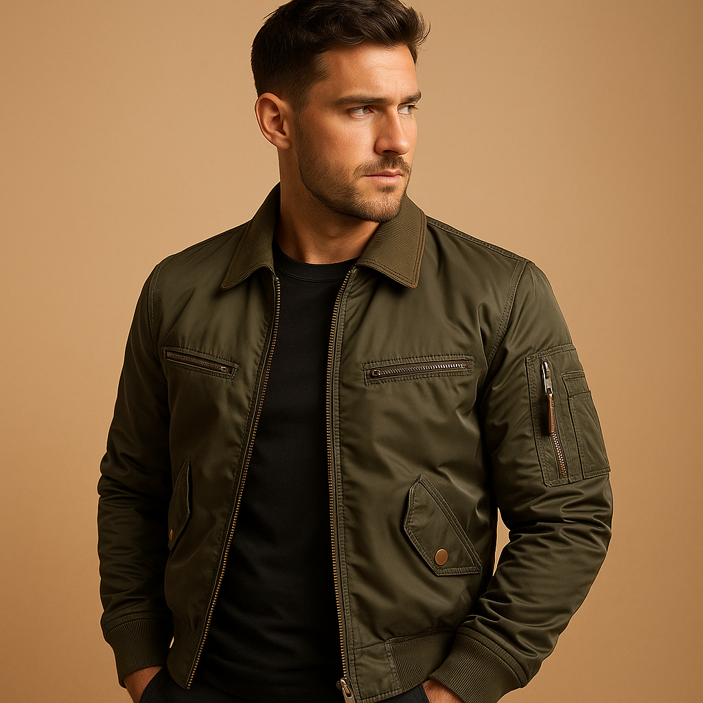 Men's Fashionable Bomber Coat - VibreMode