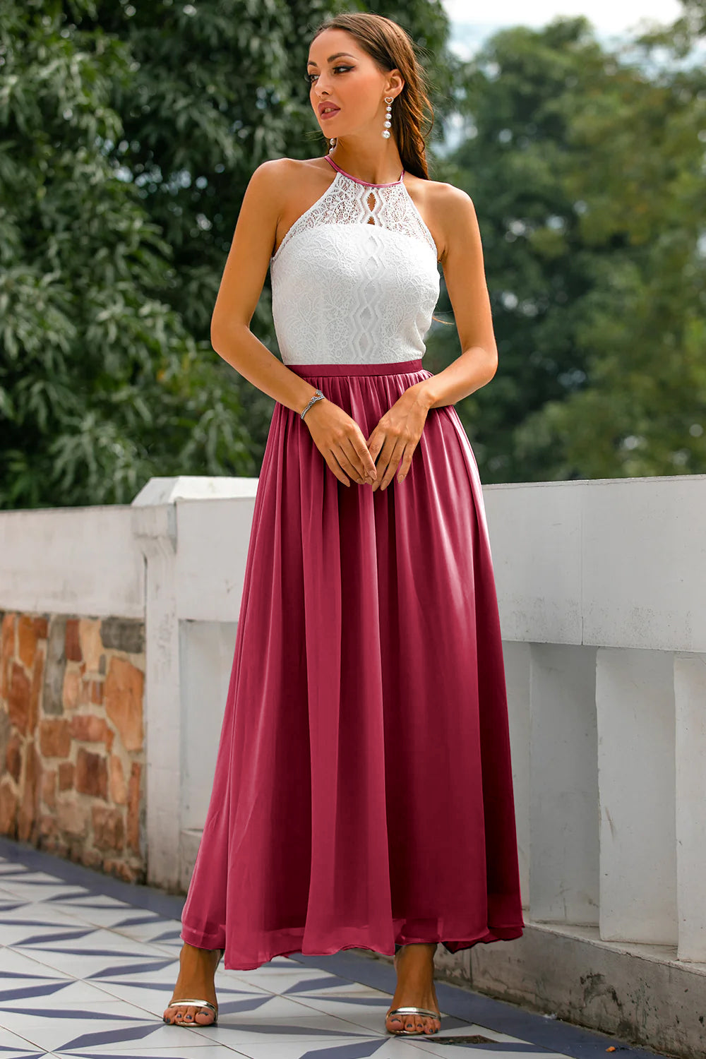 Elegant Ladies Formal Halter Maxi Dress