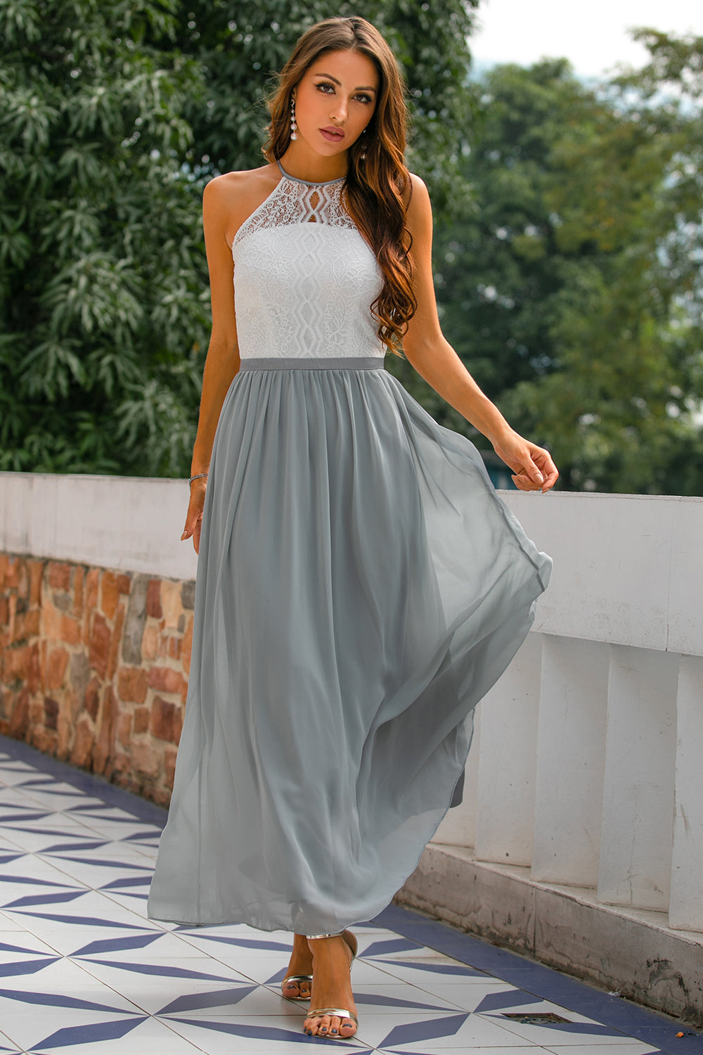 Elegant Ladies Halter Neck Maxi Dress - VibreMode