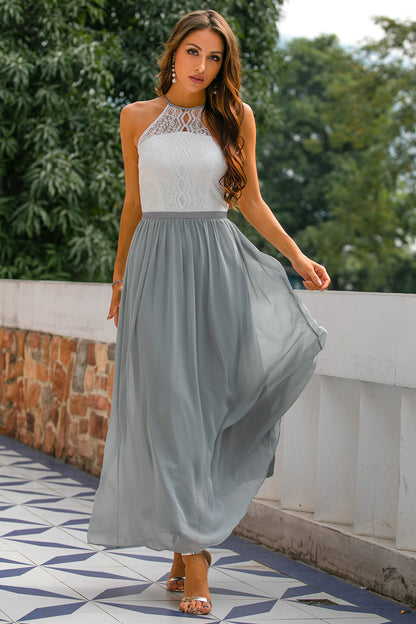 Elegant Ladies Halter Neck Maxi Dress - VibreMode