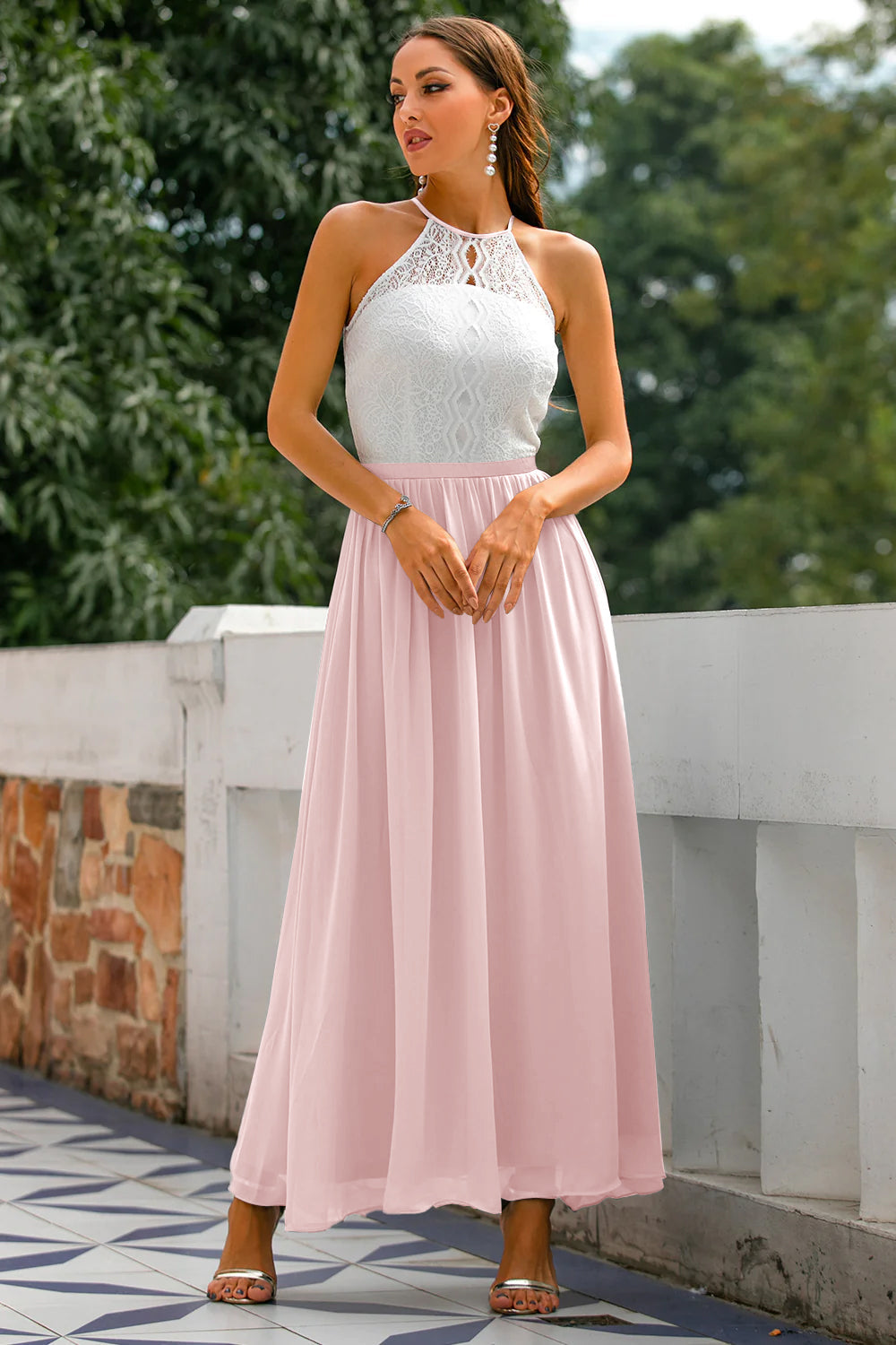 Elegant Ladies Halter Neck Maxi Dress