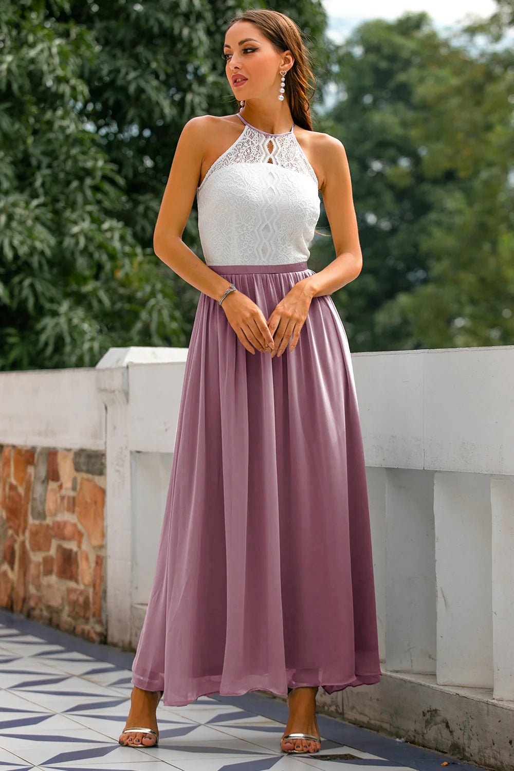 Elegant Ladies Formal Halter Maxi Dress