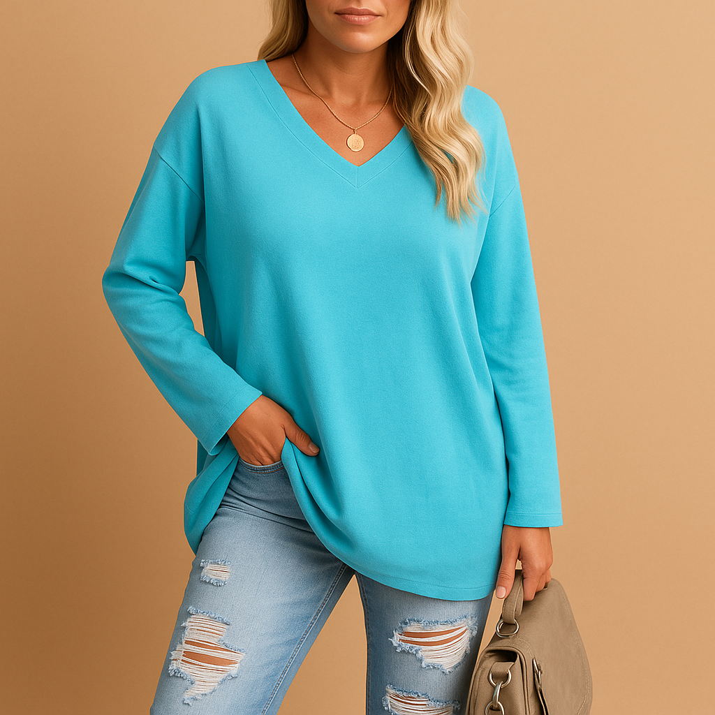Women’s lightweight summer top with round neckline and short sleeves in various colors, ideal for warm days and casual summer looks.