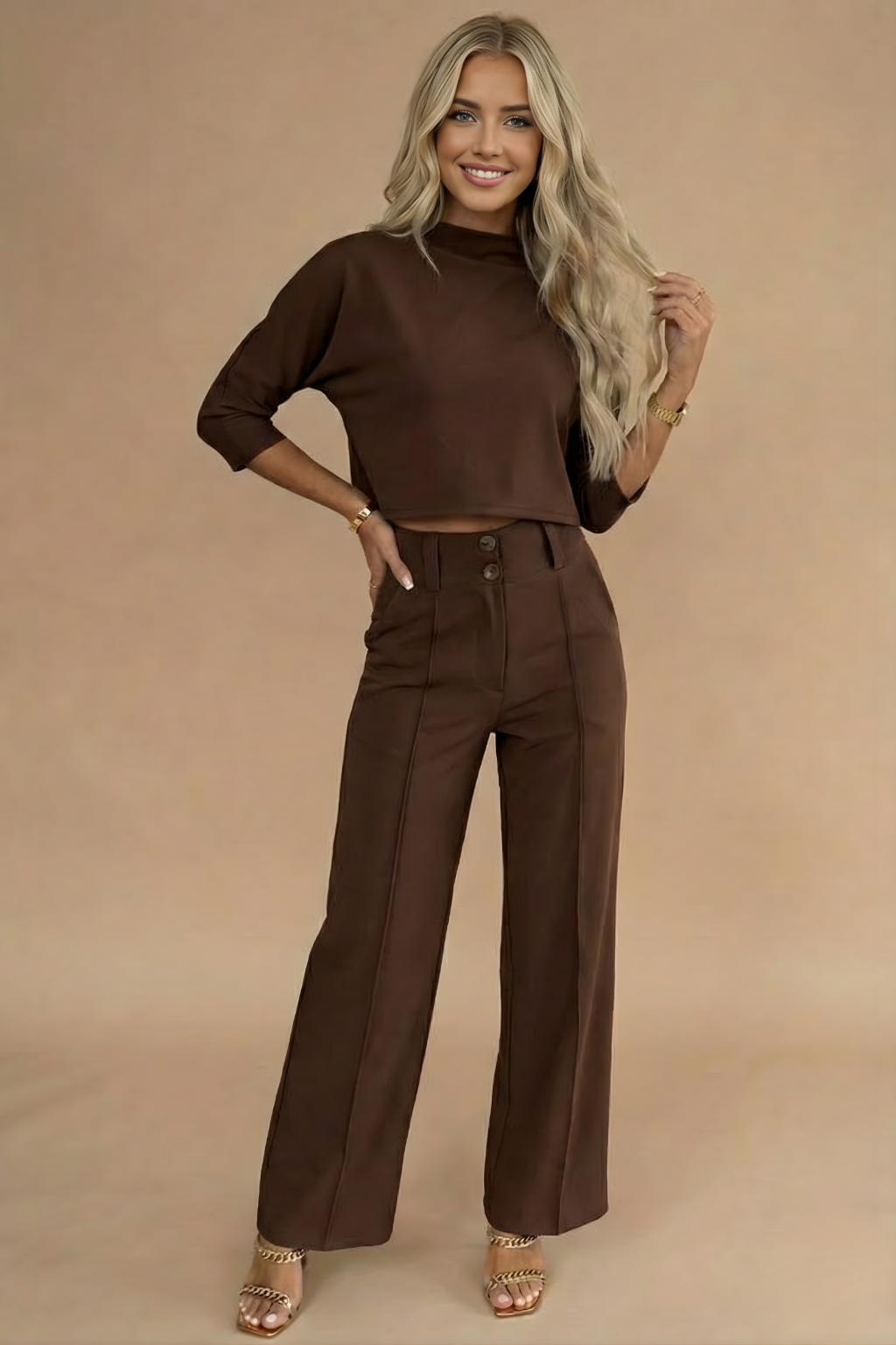 Image of Susan | Women's Cropped Two-Piece Pant Set