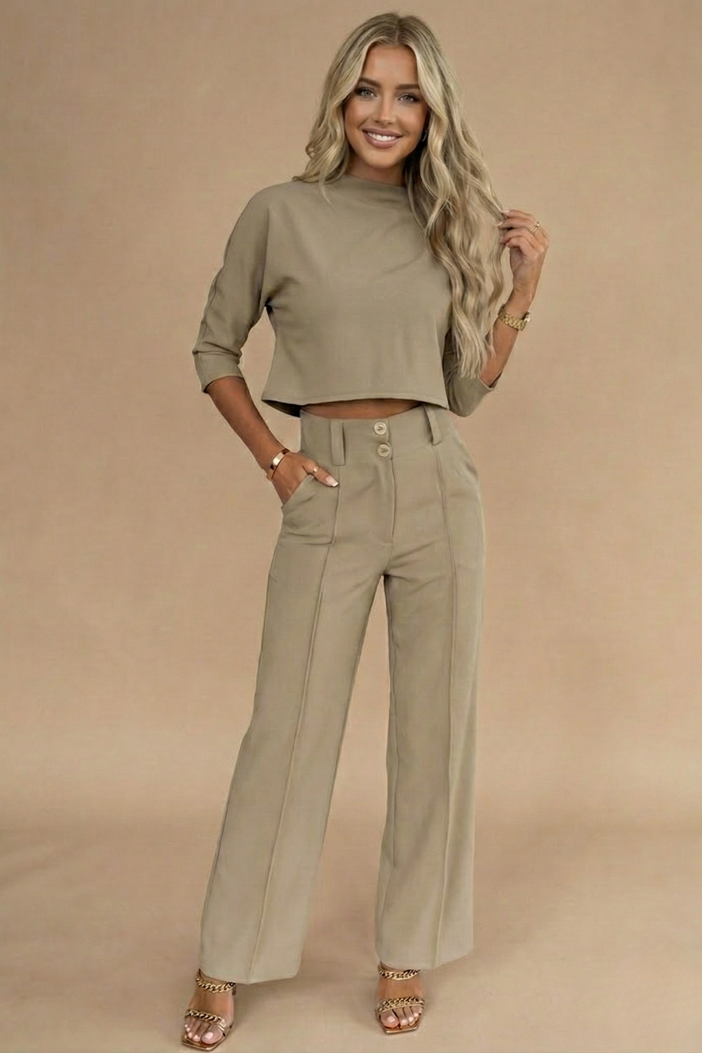 Women's Cropped 2-Piece Pant Set - VibreMode