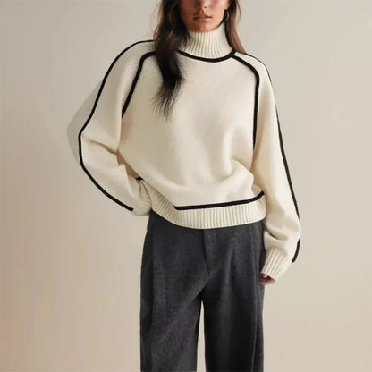 Women's Roll Neck Sweater Warm Winter Wool Blend