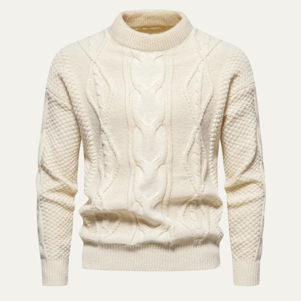 Men's Cable Knit Sweater Round Neck Winter Casual - VibreMode