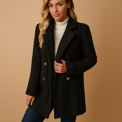 Women’s tailored elegant winter coat with refined structure and flattering silhouette, ideal for work, evenings out, and winter outings.
