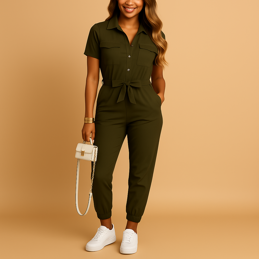 Fitted Waist Jumpsuit for Ladies - VibreMode