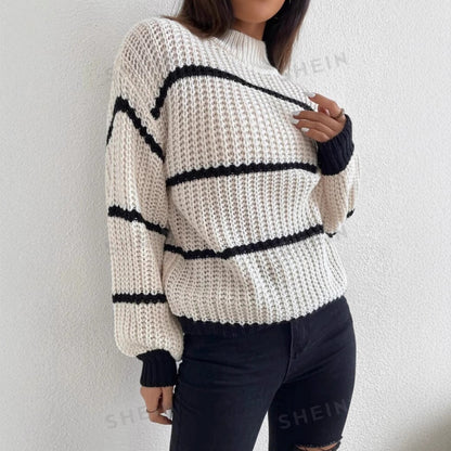 Image of Tammy | Women's Striped Crew Neck Sweater