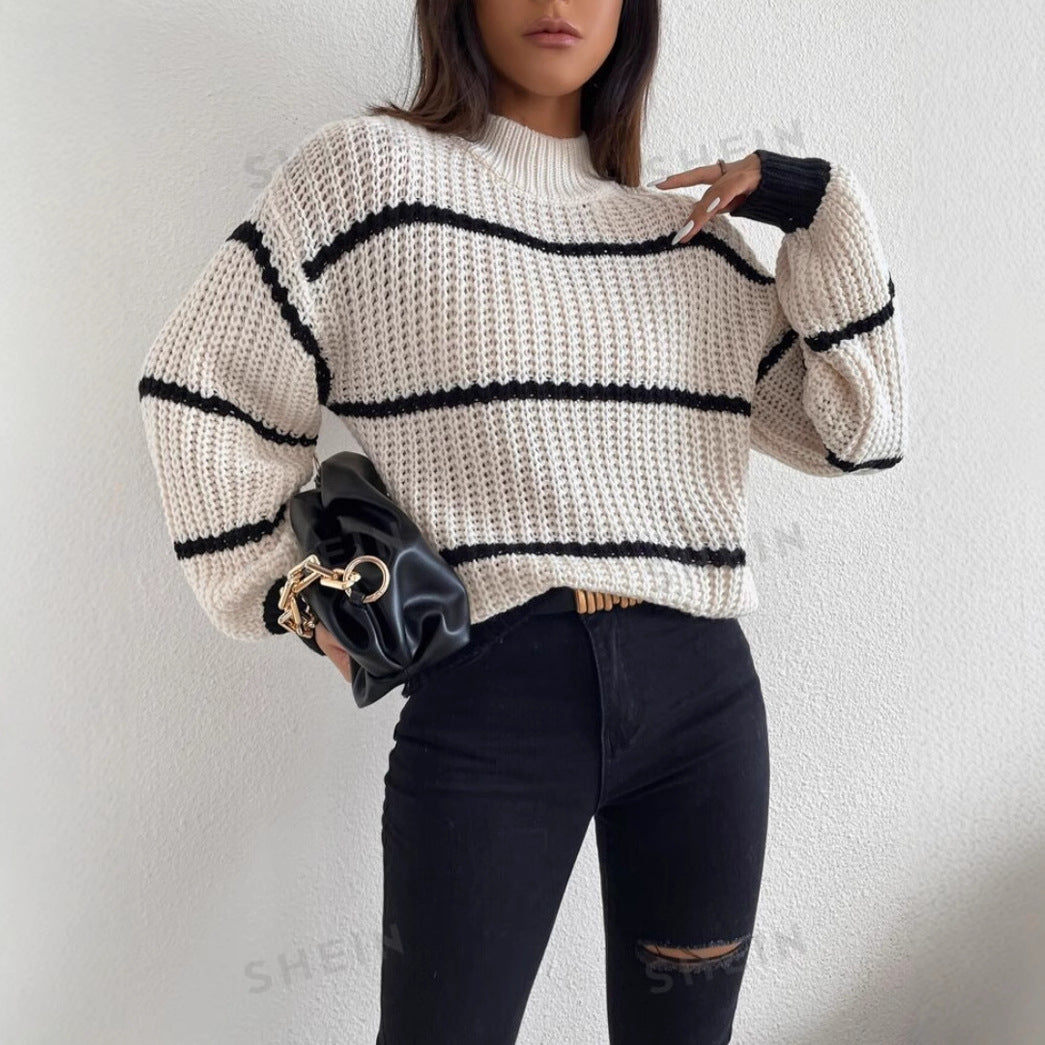 Image of Tammy | Women's Striped Crew Neck Sweater