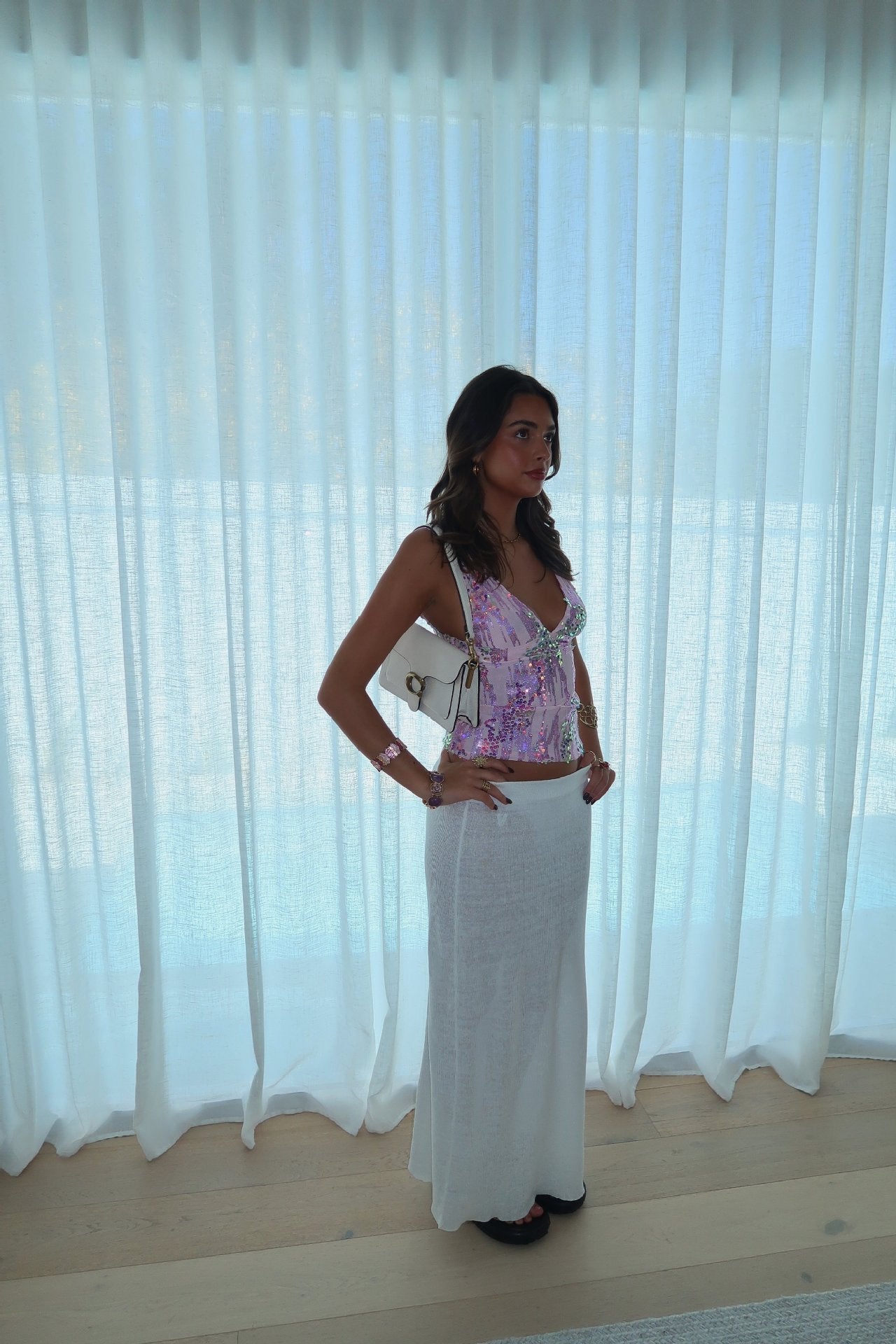 Image of Tasha | Women's Sequin V-Neck Sleeveless Tank Top