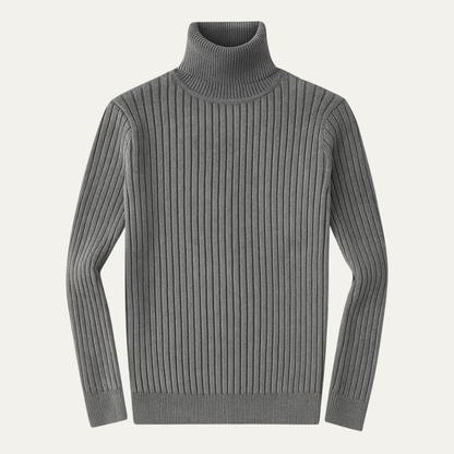 Men's Slim Fit Turtleneck Sweater Ribbed Knit
