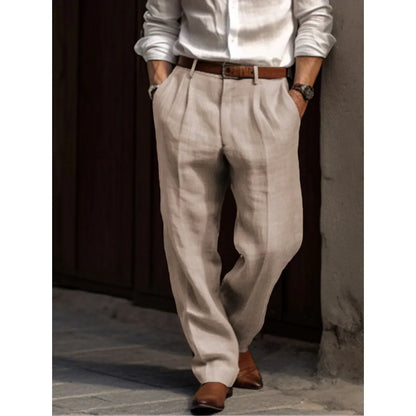 Men's Cotton Pleated Trousers Lightweight - VibreMode