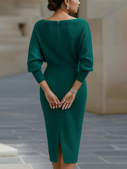Flowy Knitted Mid Length Dress