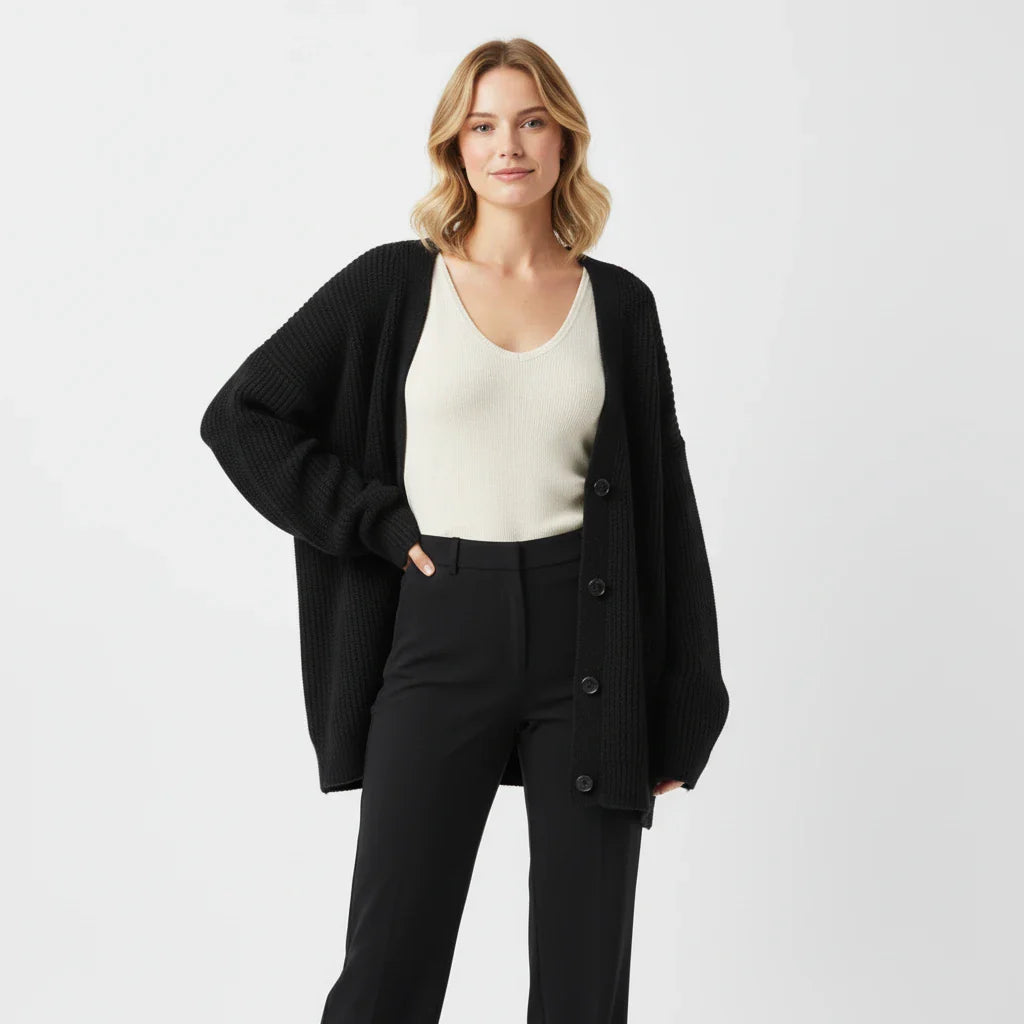 Women's Oversized Ribbed Cardigan Sweater