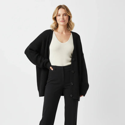 Women's Oversized Ribbed Cardigan Sweater