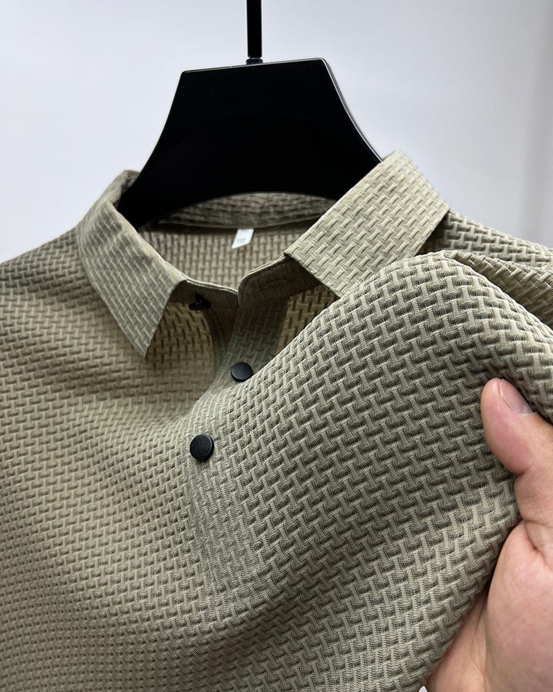 Men's Polo Shirt Short Sleeve Fold Over Collar