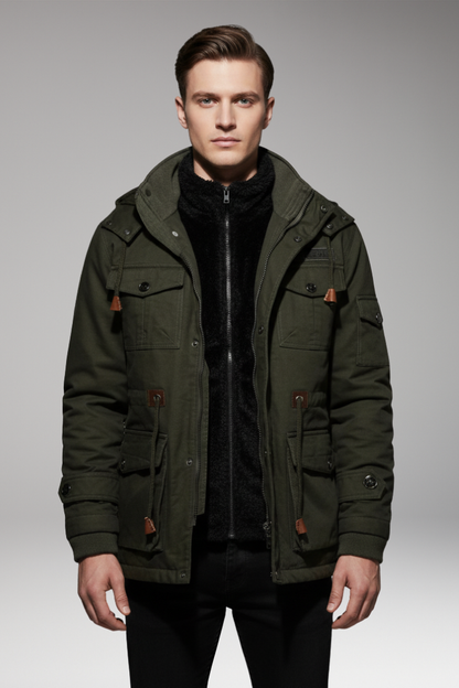 Men's Fleece Hooded Turtleneck Jacket
