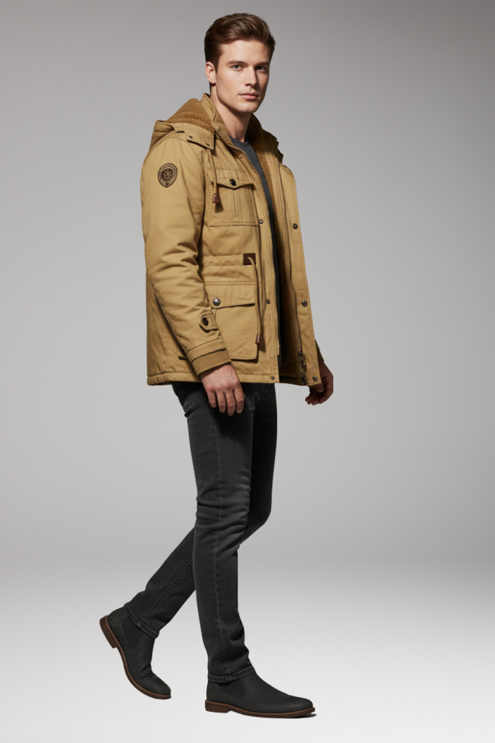 Men's Fleece Hooded Turtleneck Jacket
