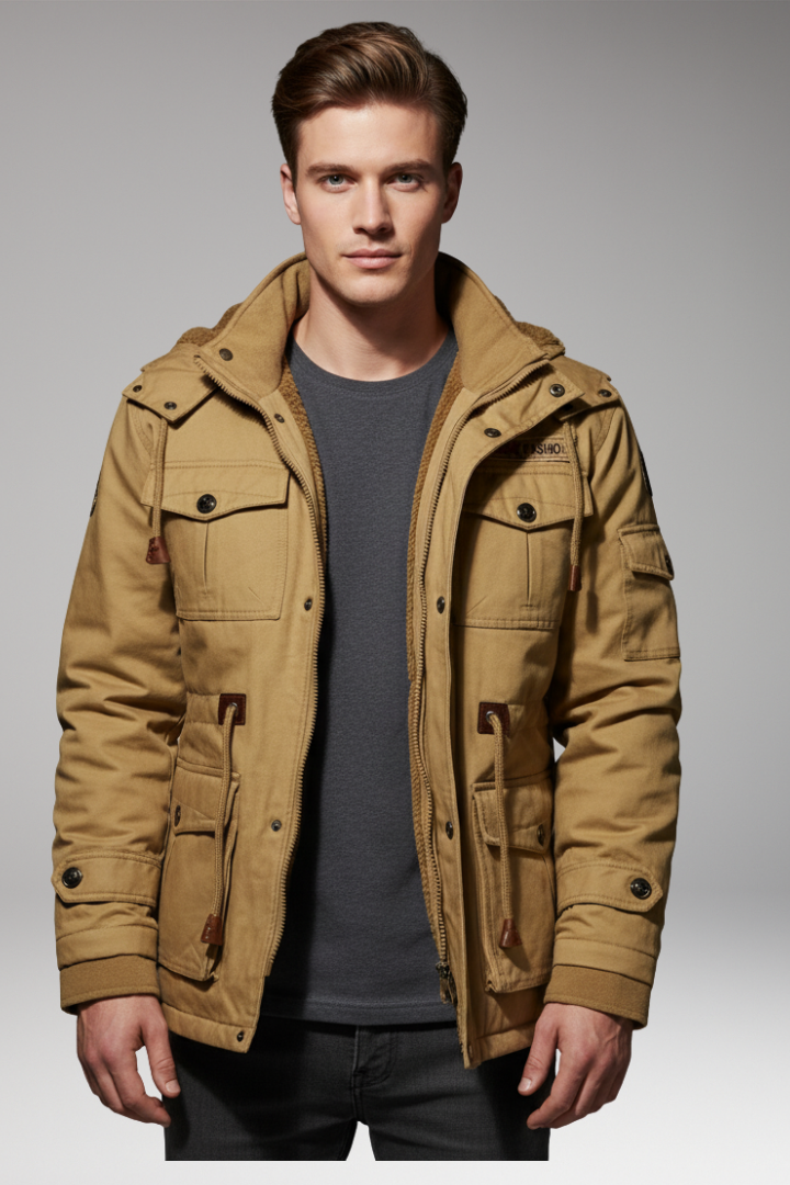 Men's Fleece Hooded Turtleneck Jacket